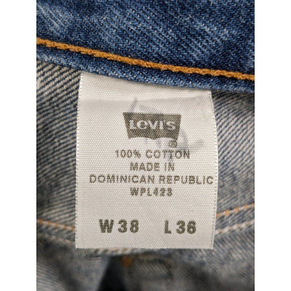 Levi's Jeans Mens 38x36 (Actual 35x32) 501 XX Button Fly Distressed Y2K Blue - Picture 3 of 16